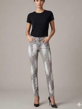 J BRAND Coat Sutra Gray Paint Splash Skinny Jeans